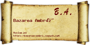 Bazarea Ambró névjegykártya